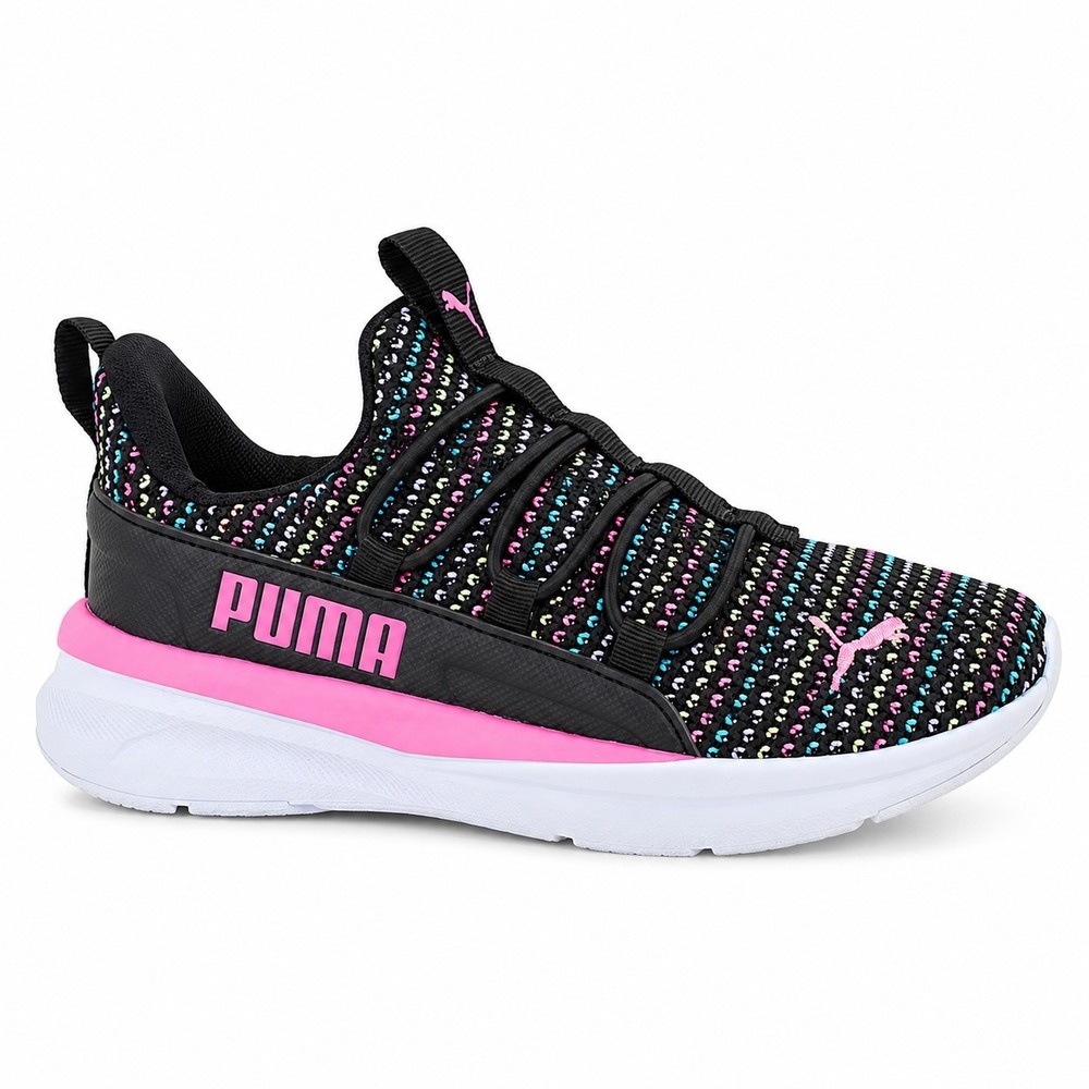 Little Kid's Puma One4All MultiKnit PS Puma Blk-Fast Pink size 3.5